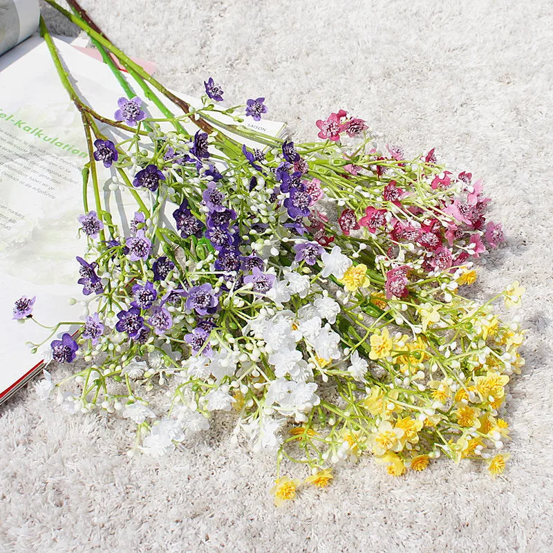 1 Bundle Gypsophila Bride Holding Plastic Flower Wedding Vases for Home Decor Accessories Ornamental Flowerpot Artificial Plants