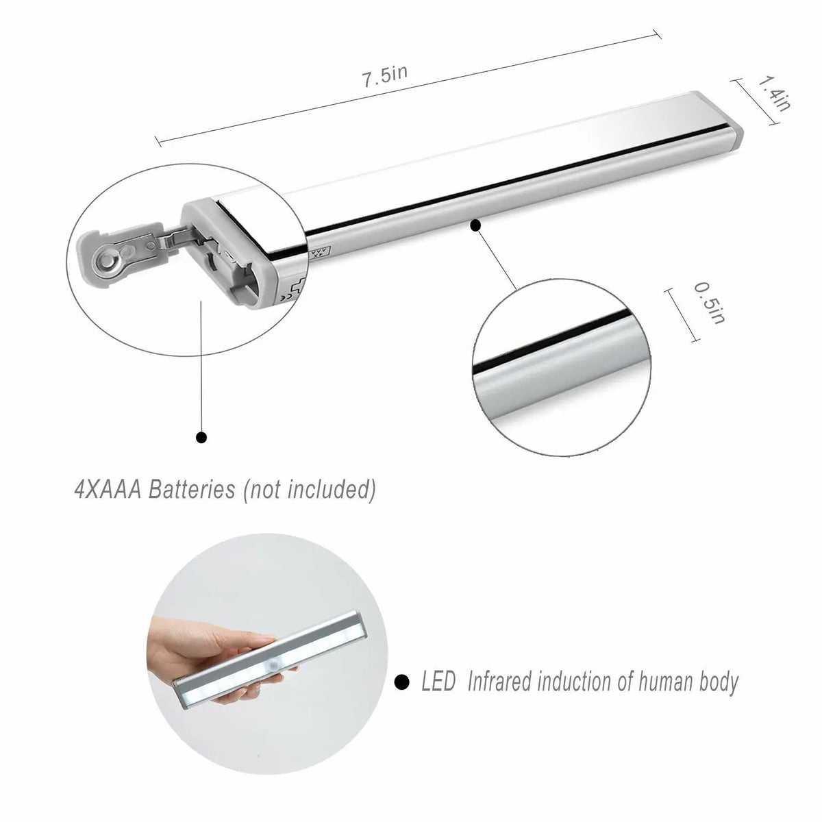 LED PIR Motion Sensor Closet Light 10LEDs Cold White Desk Drawer Wardrobe Lamp Under Cabinet Battery Powered Night Light