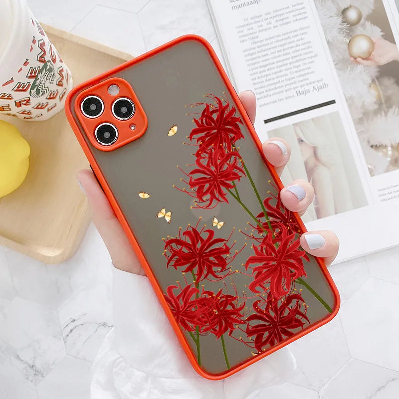 Butterfly Lavender Higan Flower Phone Case For iPhone 17 16 15 12 13 14 11 Pro Max 16 Plus X XR XS Cases Shockproof Back Cover