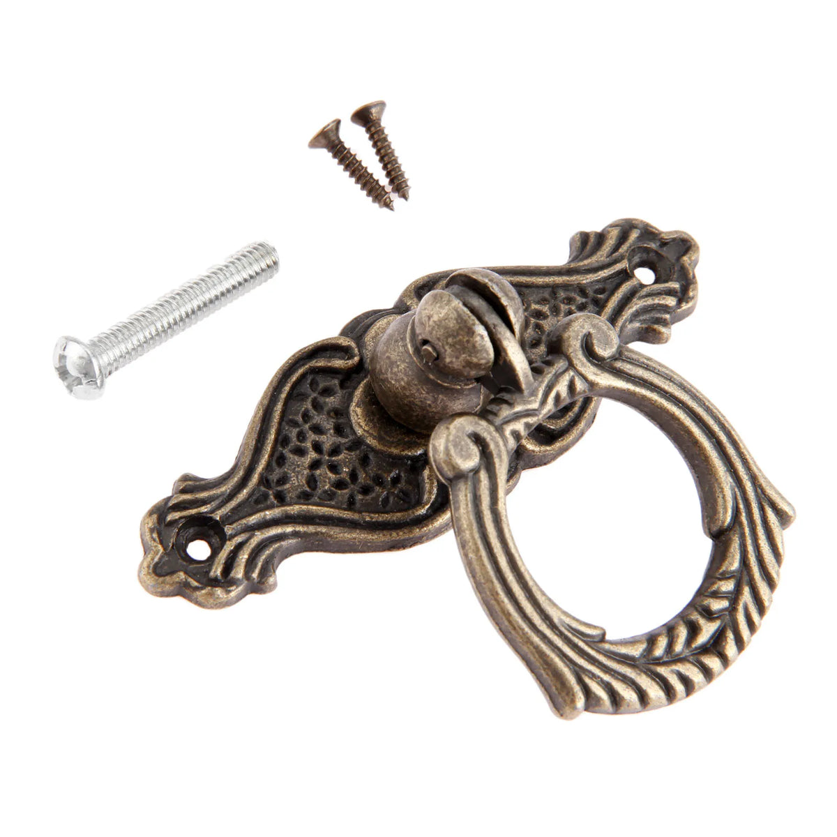 1Pc Antique Bronze Furniture Ring Pull Handles Knobs Zinc Alloy Kitchen Drawer Cabinet Door Handle Wooden Box Pull Knob 65*48mm