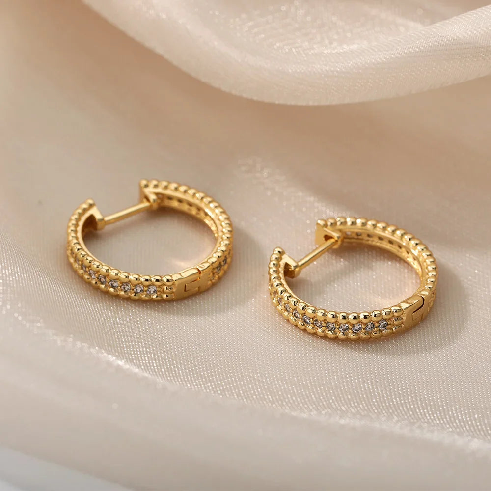 Round Hoop Earrings For Women Gold Color Stainless Steel Earrings 2026 Trend New Wedding Band Couple Jewelry Freeshipping Items