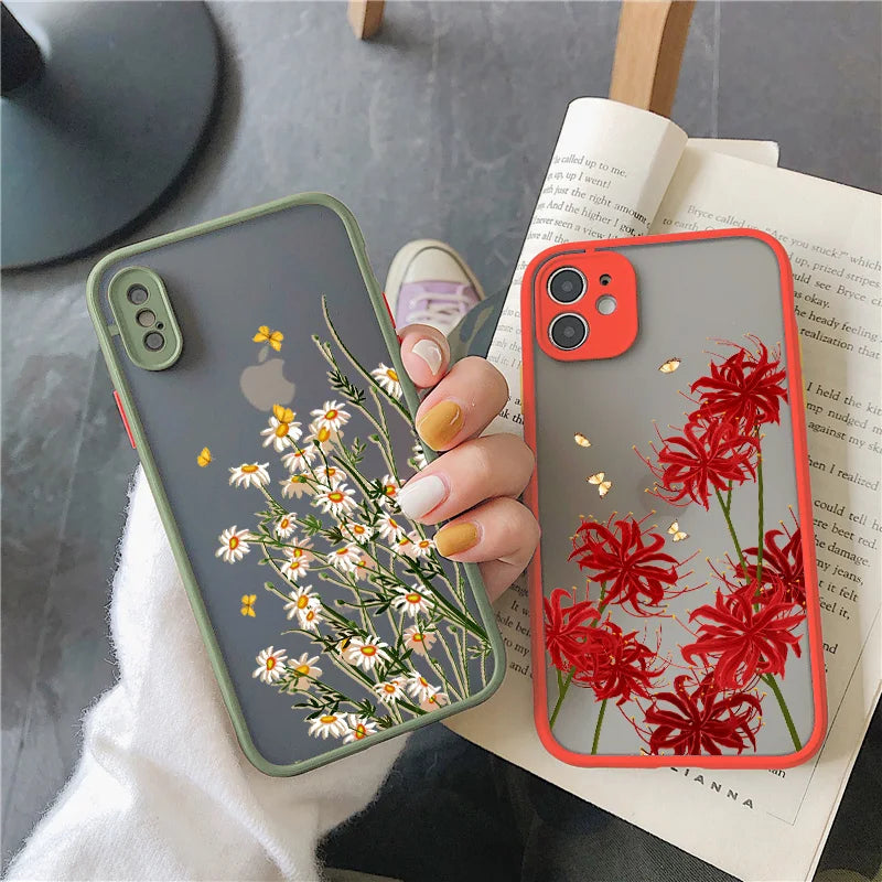 Butterfly Lavender Higan Flower Phone Case For iPhone 17 16 15 12 13 14 11 Pro Max 16 Plus X XR XS Cases Shockproof Back Cover