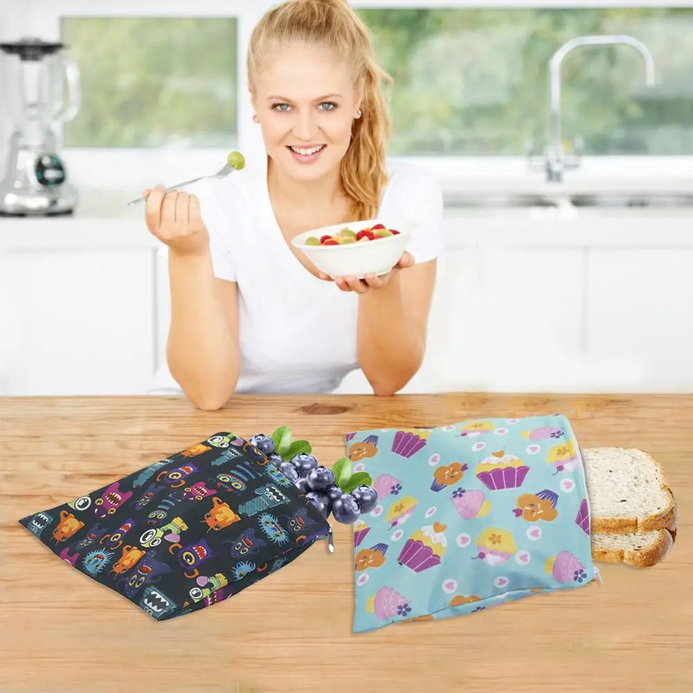 3pcs/set Reusable Food Storage Bags Leakproof Freezer Bag Reusable Sandwich Bags Snack Bag Lunch Bread Bag For Food Container