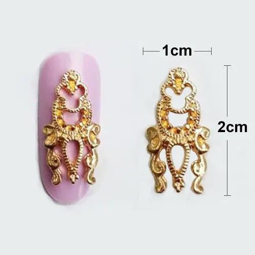 HOT 10pcs gold &silver 3D alloy Nail art Decoration 3d Metal Nail Jewelry Nail Beauty Accessories Japanese Retro Manicure Charms