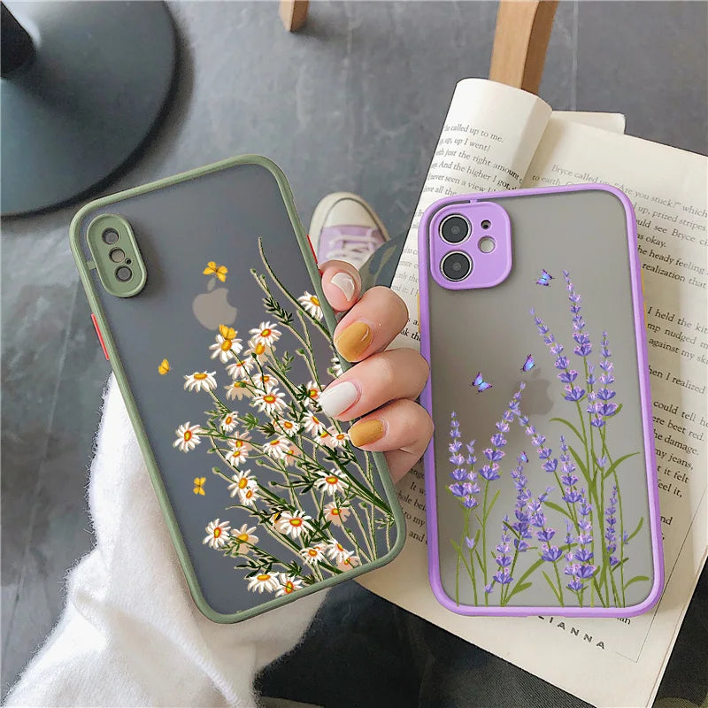Butterfly Lavender Higan Flower Phone Case For iPhone 17 16 15 12 13 14 11 Pro Max 16 Plus X XR XS Cases Shockproof Back Cover