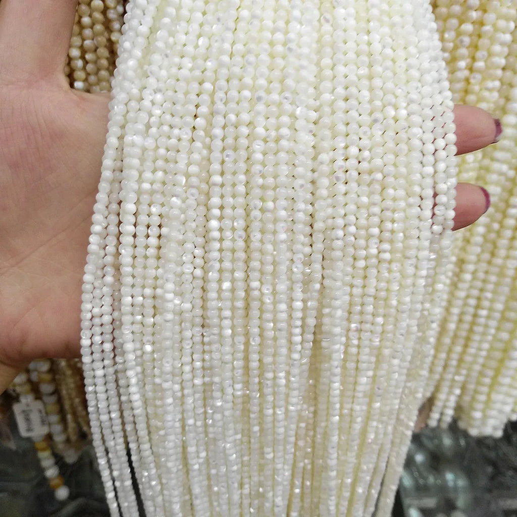 Wholesale Natural Shell Beaded White Round Shape Craft Shell Loose Beads for Jewelry Making DIY Bracelet Necklace Accessories