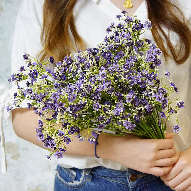 1 Bundle Gypsophila Bride Holding Plastic Flower Wedding Vases for Home Decor Accessories Ornamental Flowerpot Artificial Plants