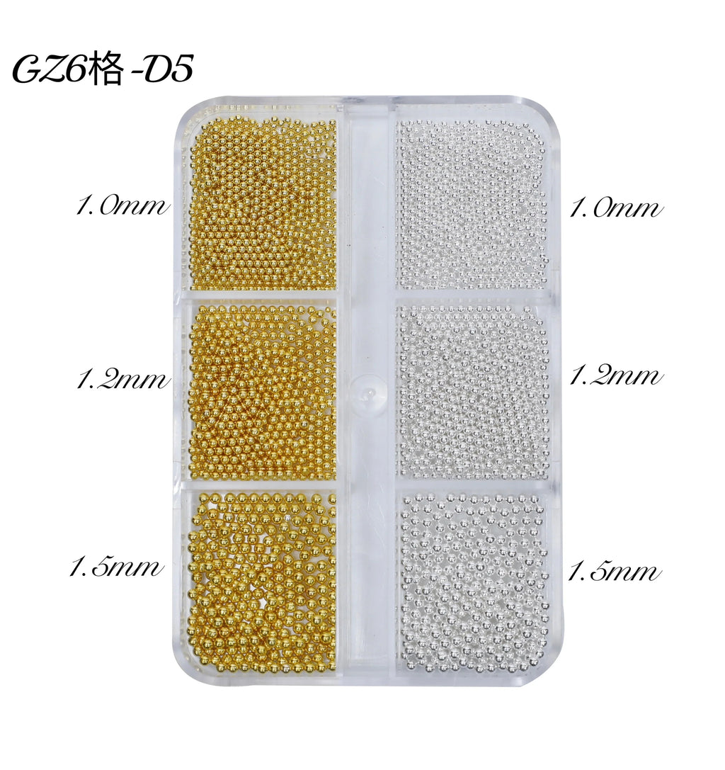 6 Grids 3D Caviar Metal Beads Charms Christmas Nail Decore Accesorios Supplies for Professionals Nail Equipment Manicure NEW HOT