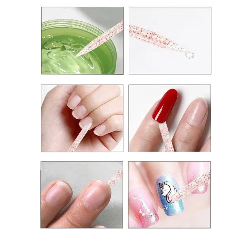 50/100 Pcs/Pack Reusable Crystal Stick Double End Nail Art Cuticle Pusher Acrylic Dotting Clean Nail Stick Polish Manicure Tools