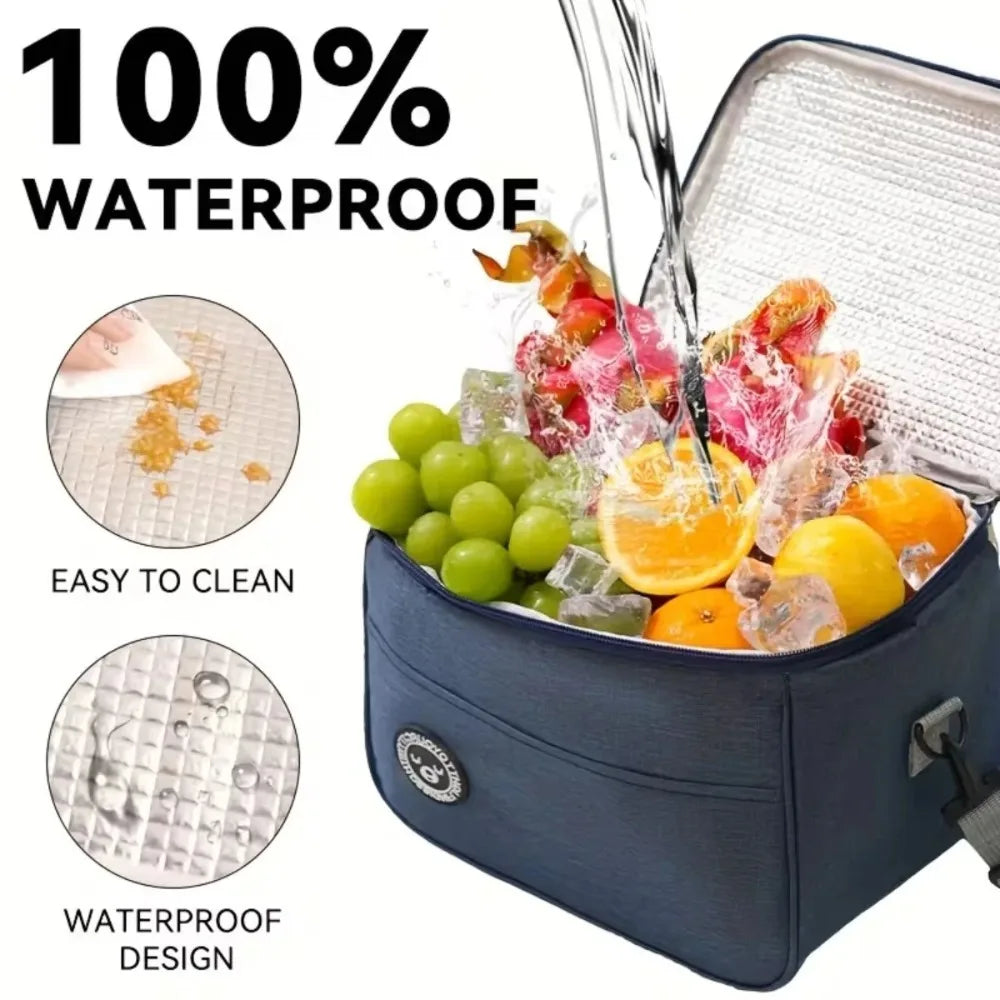 Portable Insulated Lunch Box Thermal Bag for Travel Camping Picnic Office Hot Cold Food Storage Container with Handle Strap