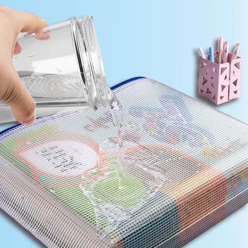 5PCS Stationery Storage Folder File Mesh Zipper Pouch A3 A4 A5 A6 B4 B5 Document Bag Zip File Folder School Office Supplies