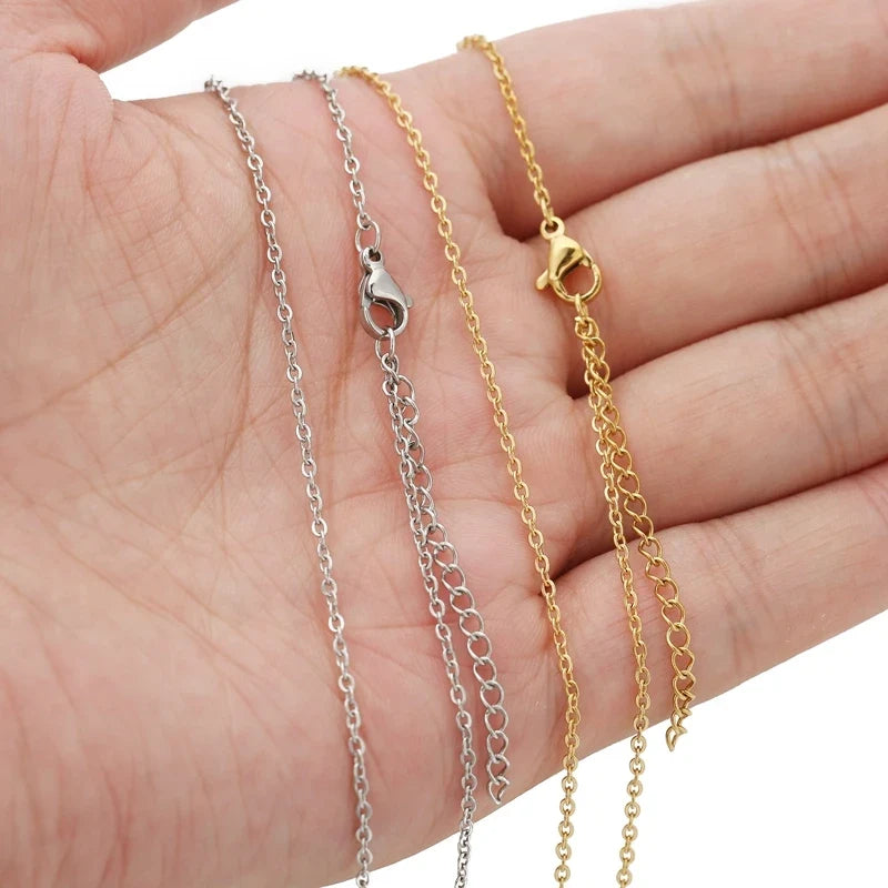 10pcs Stainless Steel Gold Color Cable Link Chains for DIY Women Necklace Jewelry Making Supplies Wholesale Chain In Bulk