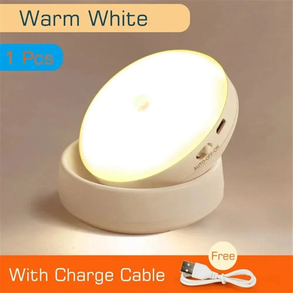 Night Lamp With Motion Sensor Night Light Rechargeable Wireless Led 360 Rotating Magnetic For Kitchen Room Bedside Table