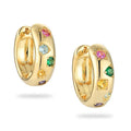 Elegant Colorful Zircon Hoop Earrings Piercing Woman Accesories 2025 Exquisite Round Stainless Steel Earrings Party Jewelry Gift