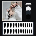 24pcs Black Fake Nails Art Pointed Head Black Resin Press On with Jelly Glue Natural Look for Fingernail DIY Decoration