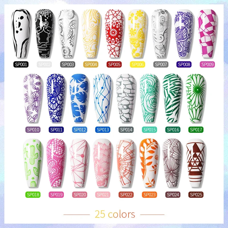 BORN PRETTY 10ml Nail Art Stamping Polish for Manicure Printing Design Black White Nail Art Varnish Need No Smudge Top Coat Oil