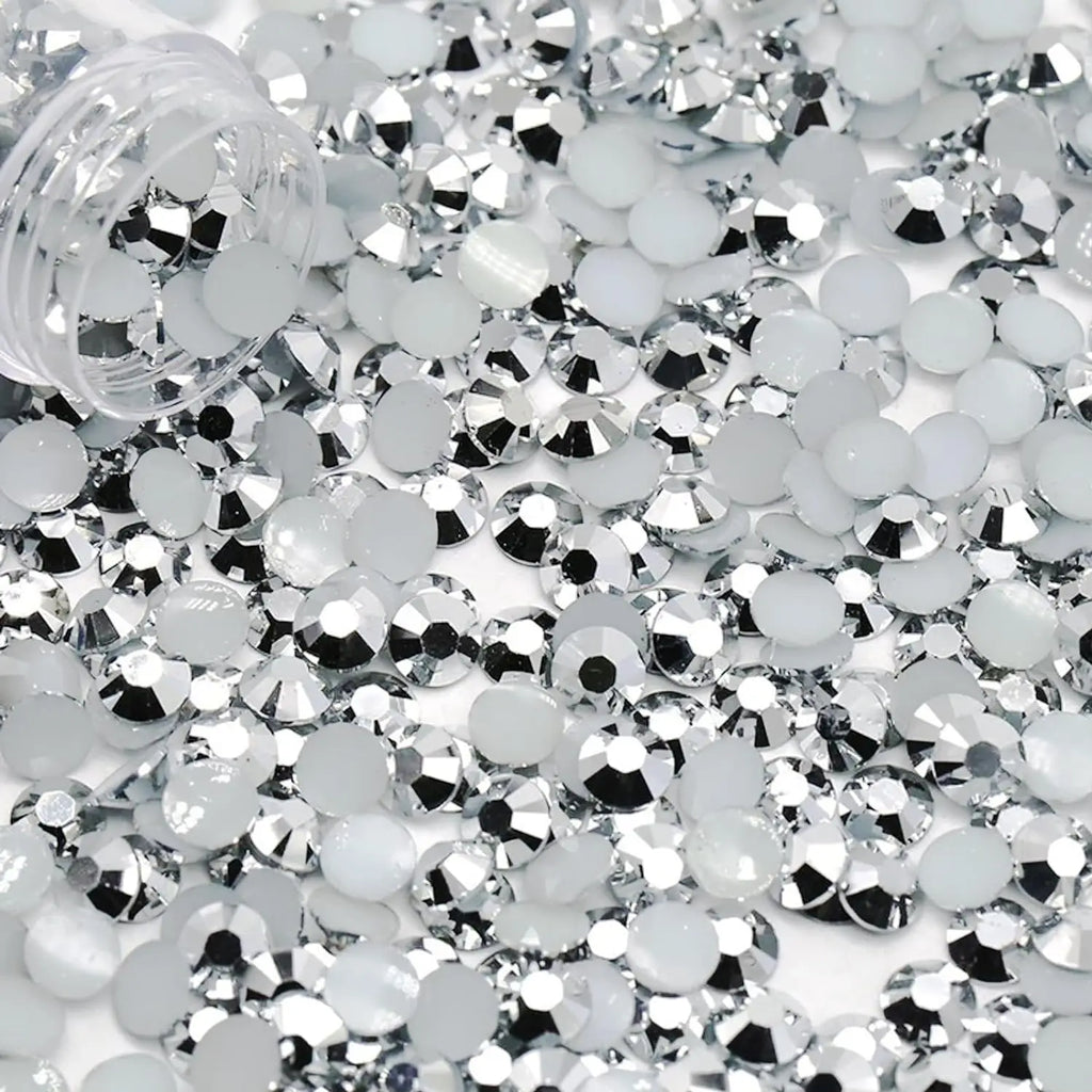 Silvery Flatback Resin Jelly Rhinestones 2mm 3mm 4mm 5mm 6mm Drill Faux Gems Bead for Crafts DIY Nail Art Charms Supplies