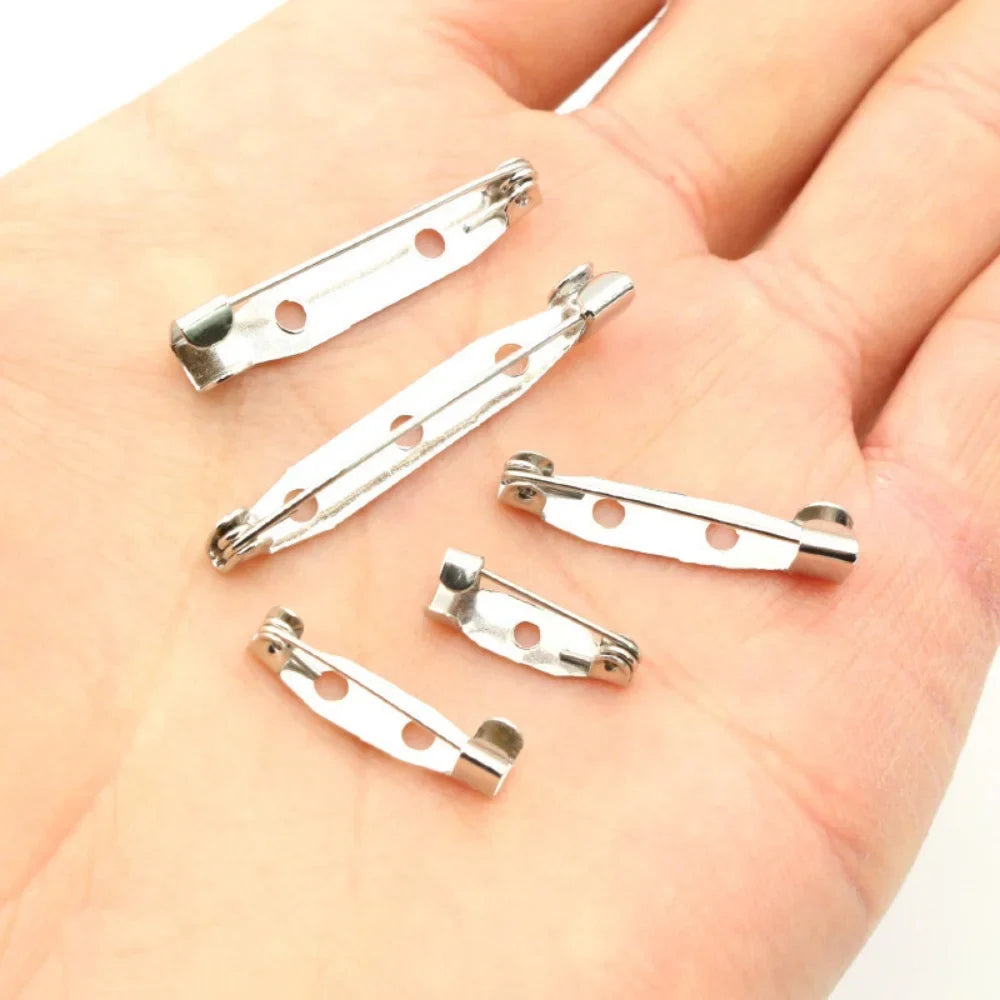 50pcs 15 20 25 mm Brooch Clip Base Pins Safety Pins Brooch Settings Blank Base For DIY Jewelry Making Supplies