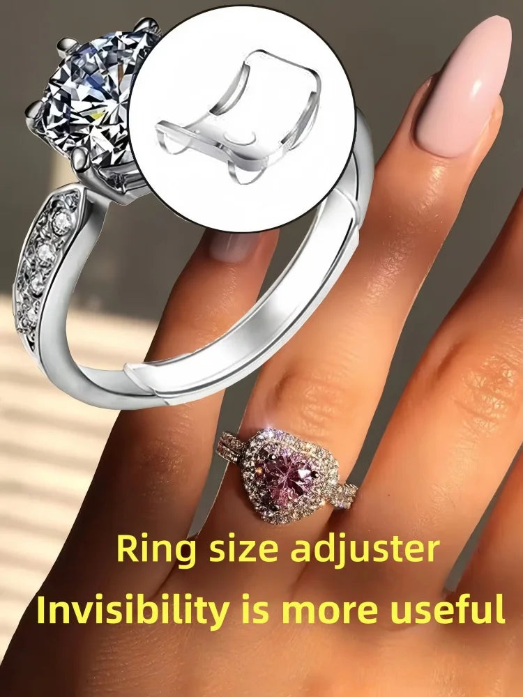 6/8/10/12 Sizes Silicone Invisible Clear Ring Sizer Anti-Loss Proof Invisible Ring Holder Retainer Shrinker for Large Rings