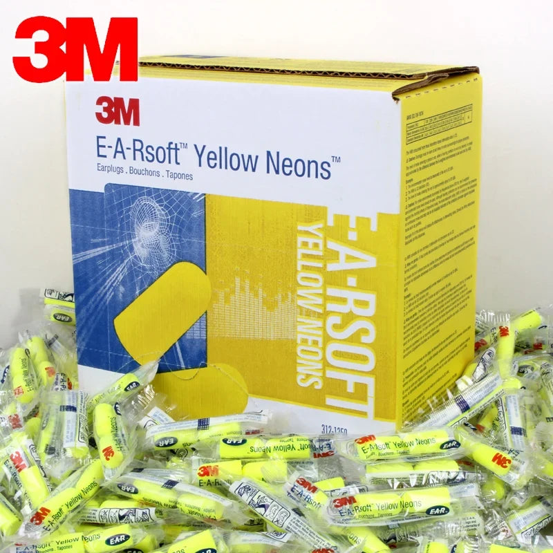 10 Pairs】Genuine 3M 312-1250 Sponge Soft Cord Earplugs Noise Canceling Norope Earplugs Noise Protection Earmuffs