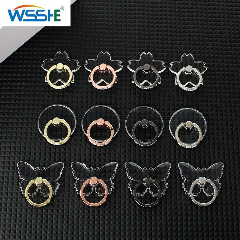Transparent Cell Phone Ring Holder Stand 360° Degree Rotation Clear Finger Grip Kickstand Compatible IPhones or Phone Case