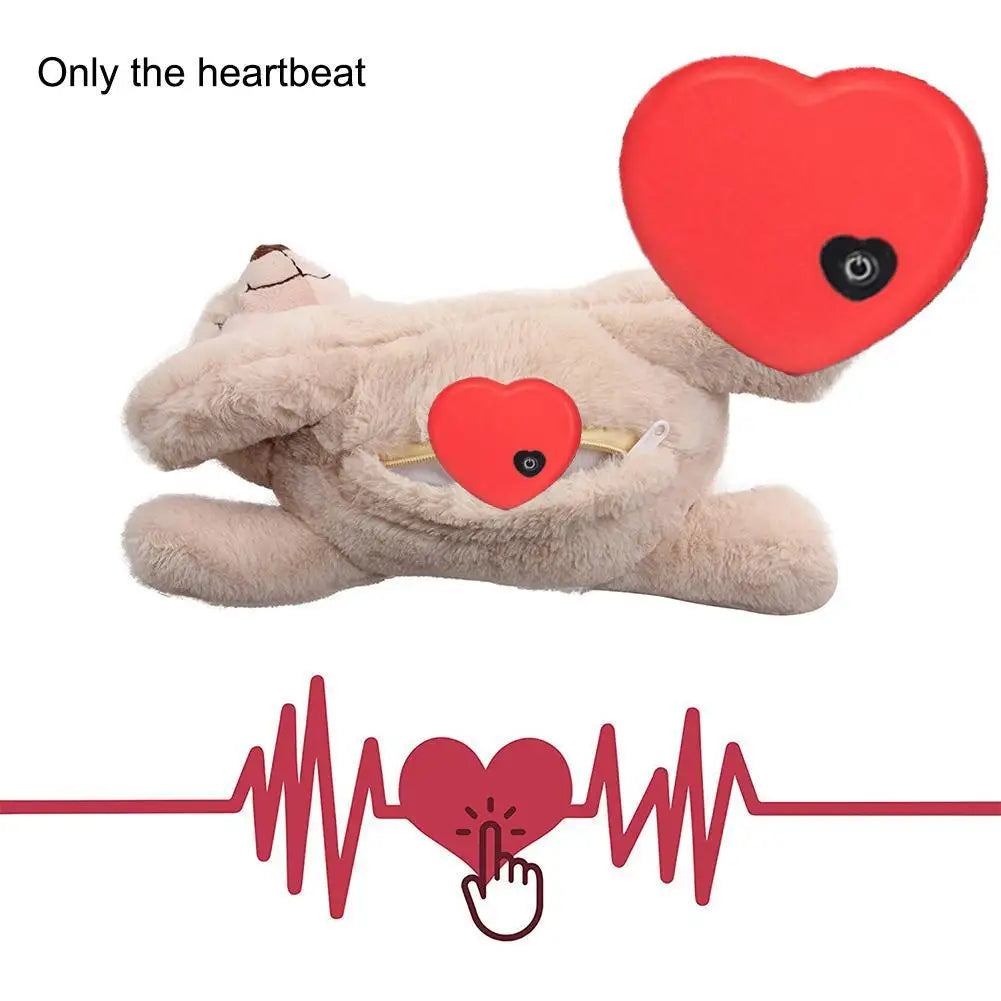 Pet Heartbeat Plush Toy Puppy Behavioral Training Toy Sleep Snuggle Heartbeat Anxiety Aid Relief Dog Interactive Games Doll