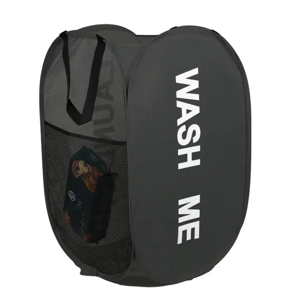 Portable Mesh Pop Up Laundry Hamper Wide Opening Breathable Collapsible Space-Saving Laundry Basket Dorm Travel Bathroom Items