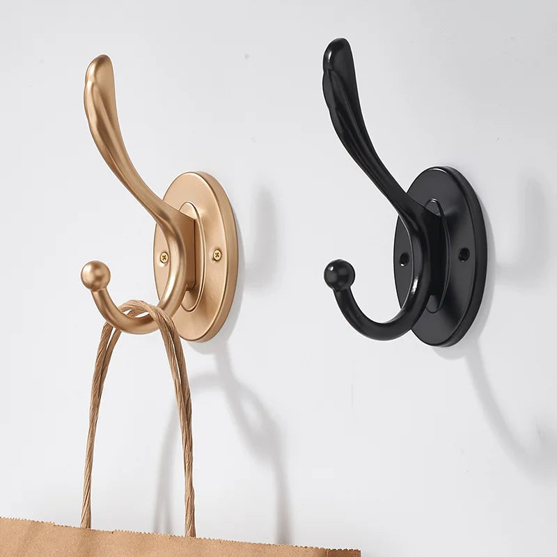 2/4pcs metal wall hooks, wall-mounted aluminum material hooks - Easy to install, adhesive type, suitable for clothes, hats.