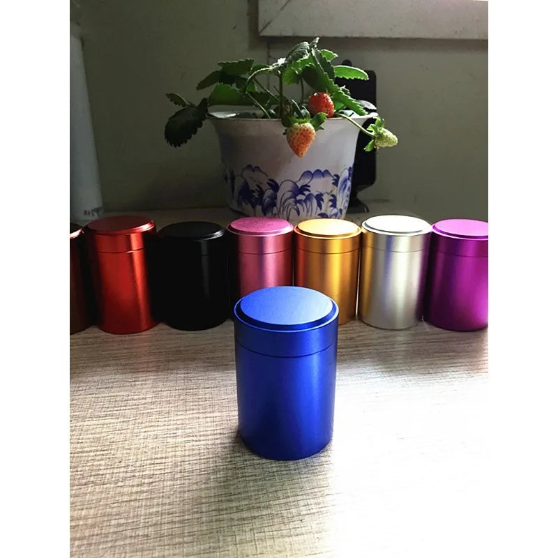1PC Travel Canister Portable Airtight Smell Proof Storage Candy Bottle Herb Stash Jar Sealed Container Tea Box Mini Metal Cans