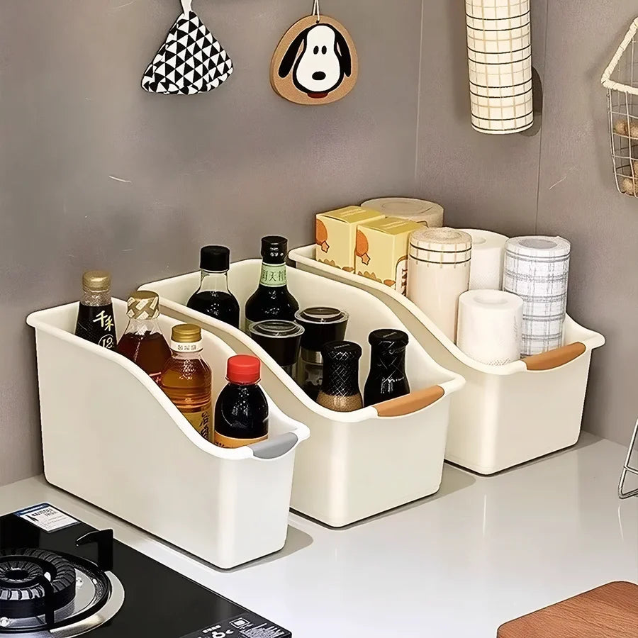2/3pcs Plastic Under Sink Organizer with Wheels, Bottle Organization Bins Kitchen Cabinet Organizers Plastic Basket for Under