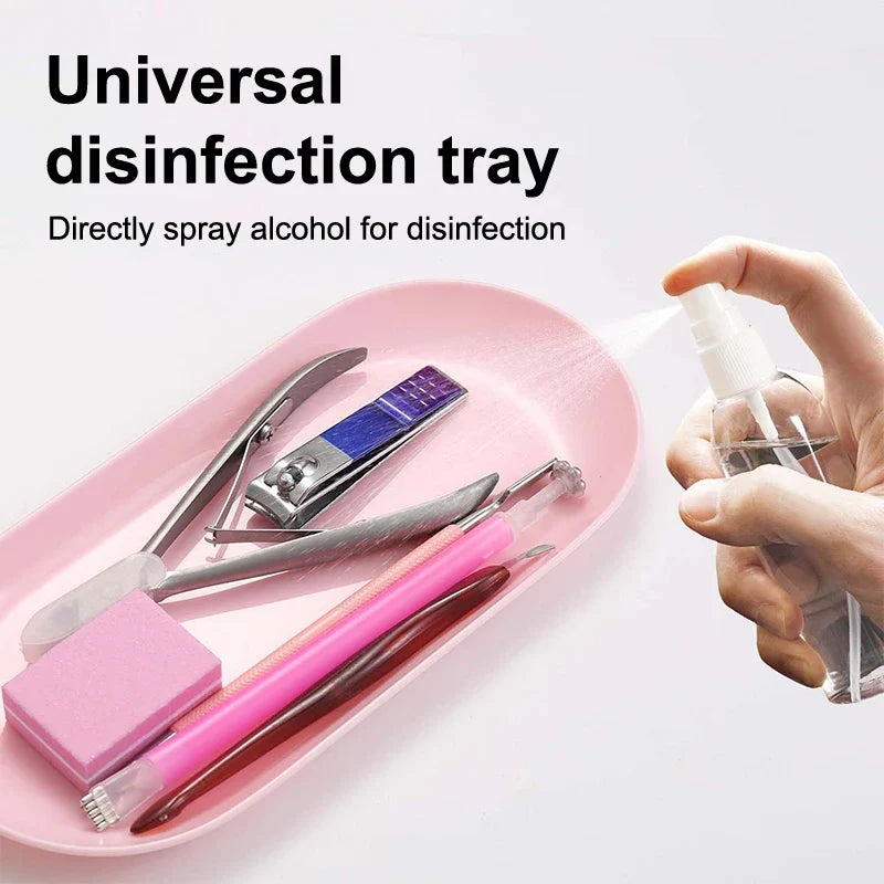 Plastic Cosmetic Storage Tray Nail Art Equipment Plate Nail Art Tray Oval Manicure Tweezers Storage Tray Fake Nail Tray Tool