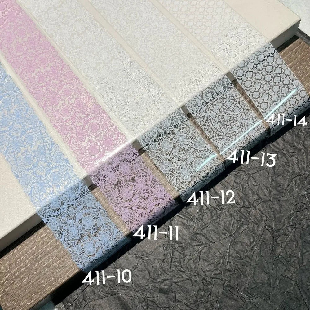 Fashion Lace Design Nail Foils Black White Tulip Pattern Nail Stickers Sequin Effect Nail Decorations Manicure DIY