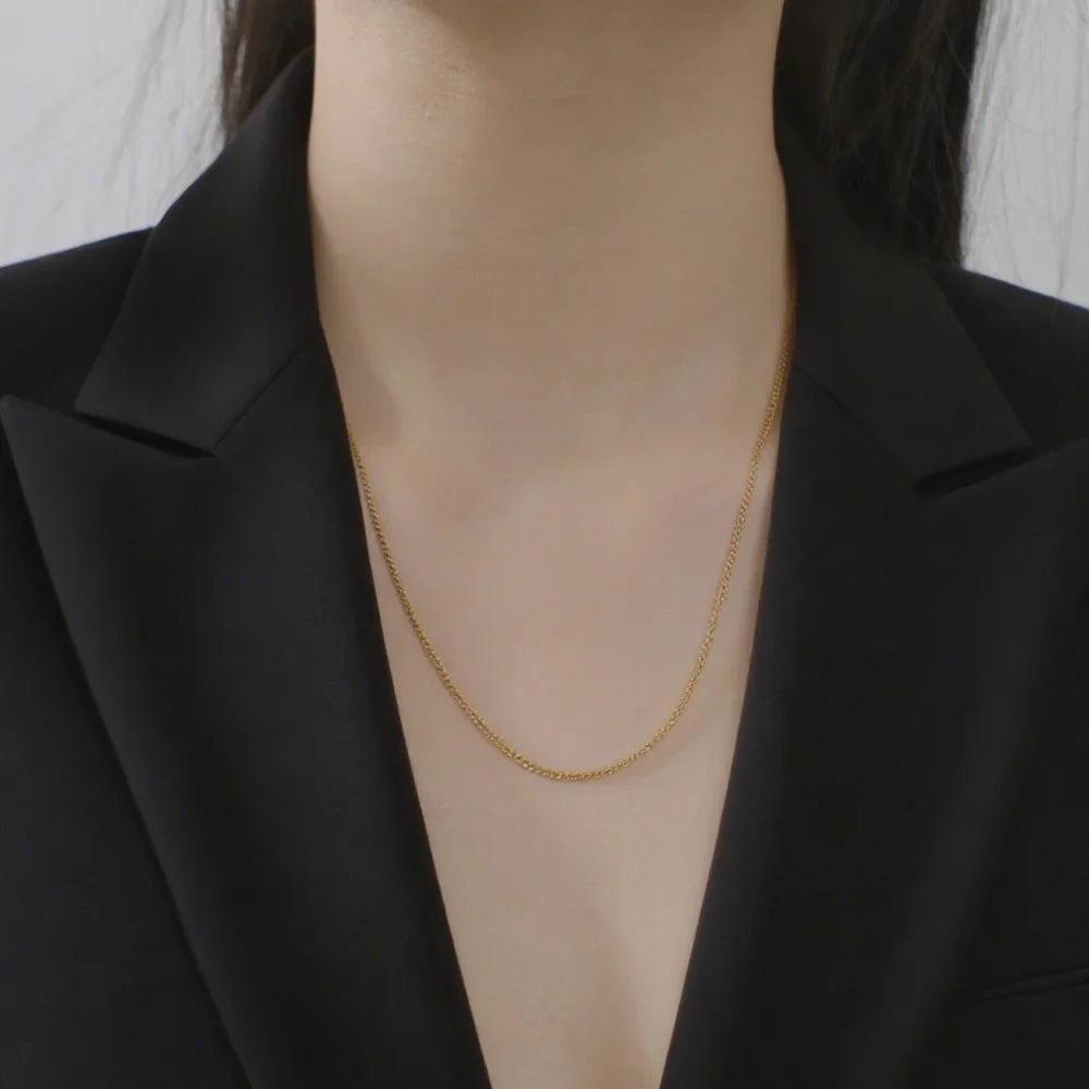 Lucktune Stainless Steel Width 1.3MM Chain O Shape Thin Chain Necklace Minimalist Necklace Chain Women Bohemian Jewelry Gift
