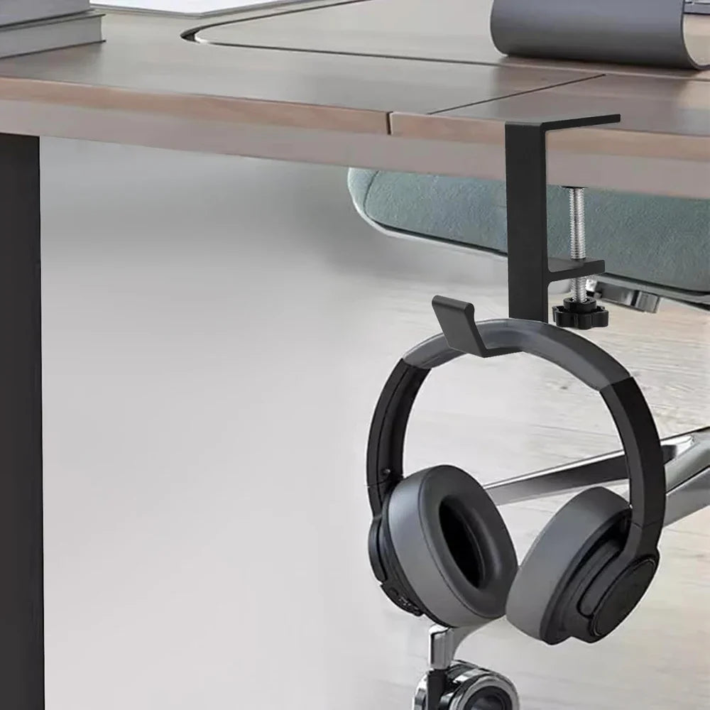 Aluminum Alloy Headphone Hook Hanger Universal Gaming Headphone Stand Under Desk Non-Slip Adjustable Desk Headphone Hanger Hook