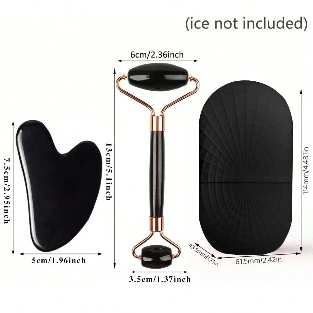 3Pcs Face Massager Kit Ice Face Roller Gua Sha Board Facial Massage Roller  Face Lifting Contouring Tools Beauty Skin Care Tools