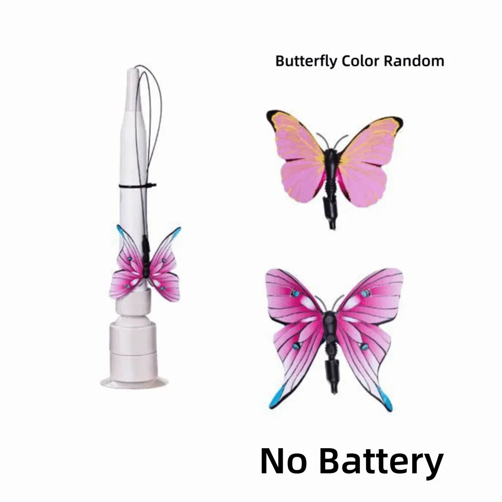 Switchable Butterfly Pattern Cat Teasing Stick Self-hilarity Relieves Interactive Toy Automatic Cat Teaser Removable Handle
