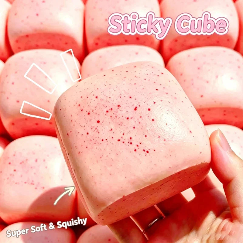 Sticky Cube Slow‑Rising Squishy Toy, PU Ultra‑Wet Soft Tacky Hand‑Feel Fidget Toy, Decompression Stress Relief Squeeze Toy