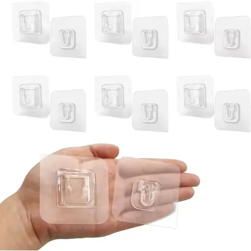 Double-Sided Self Adhesive Wall Hooks Strong Sticky Transparent Traceless Kitchen Bedroom Wall Hook Storage Holders Storage