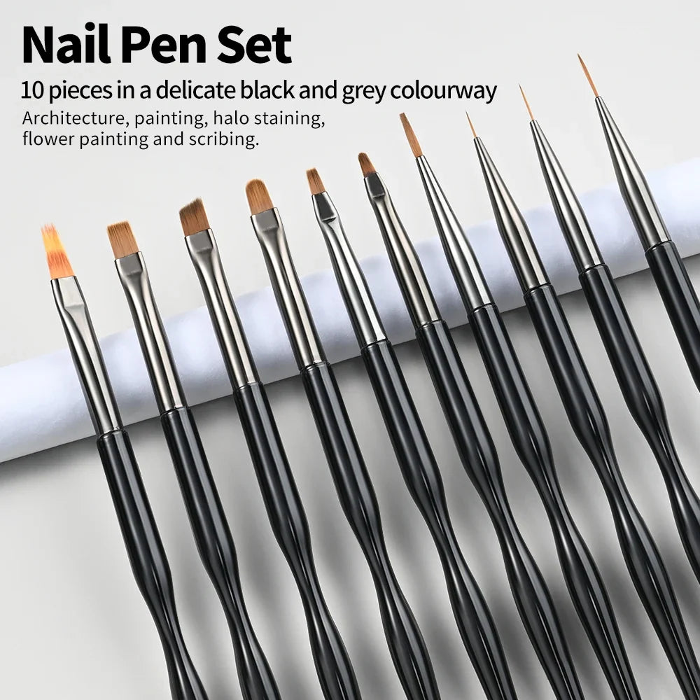 7/9/10pcs Nail Art Pen Brush UV Gel DIY Painting Liner Pen Set Gel UV Polish Design for Professional Manicure Painting Tools