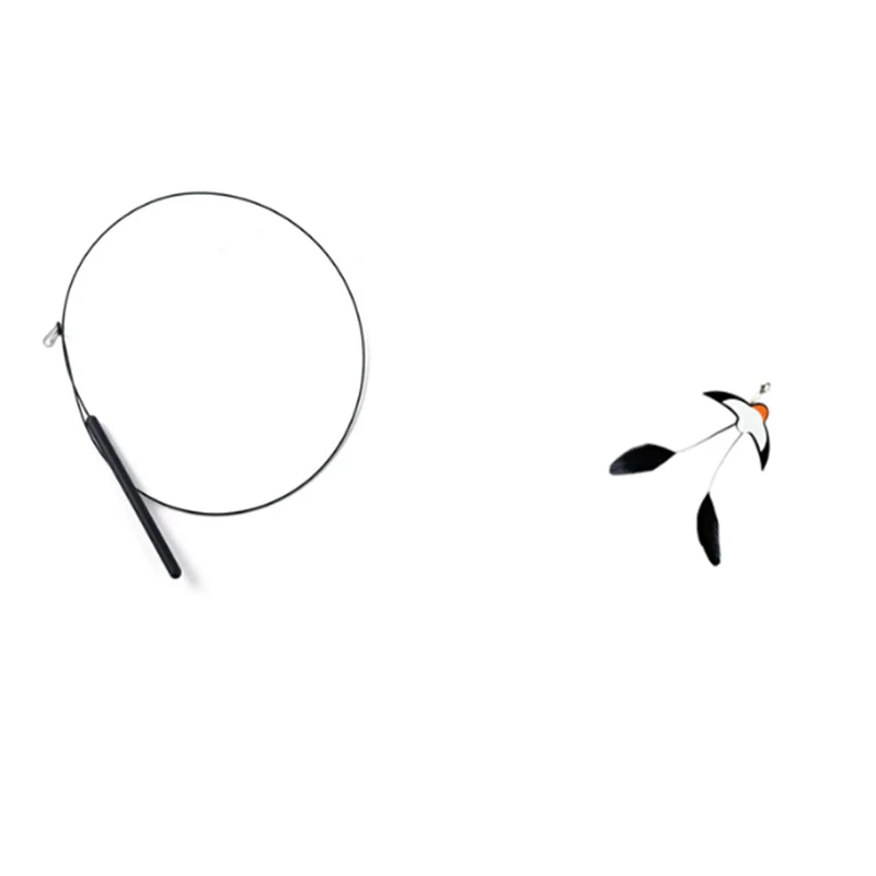 Small swallow cat teaser stick with long rod, steel wire with bell feather replacement head, cat toy to relieve boredom, pet toy