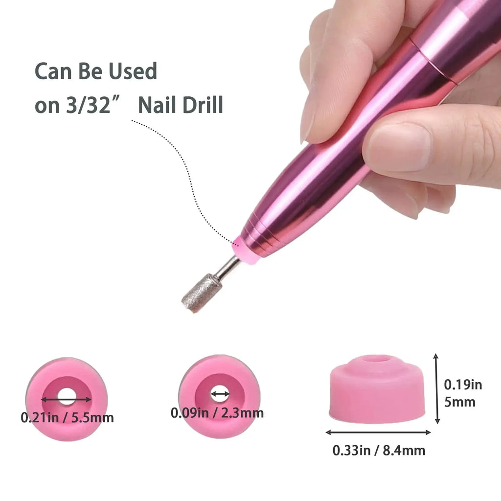 10/20/50pcs Nail Dust Protector 3/32" Shank Nail Drill Bits Anti-Dust Cover Caps for E-file Silicone Dust Stopper Pink Nail Tool
