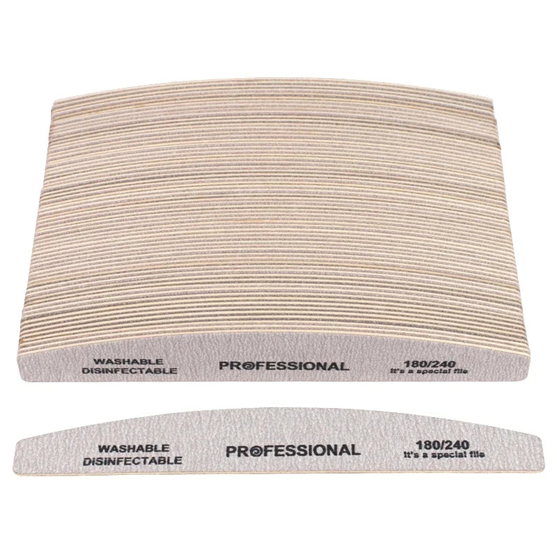 10pcs Wood Sandpaper Nail File 180/240 Professional Emery Board Manicure Buffer Grey Boat Double-sided Wooden Pedicure Buffers