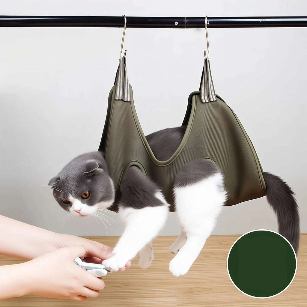 Pet Grooming Hammock for Cat Dog Nail Clipping Trimming Restraint Bag with Hooks Anti-Scratch Helper for Feeding Bathing Hair