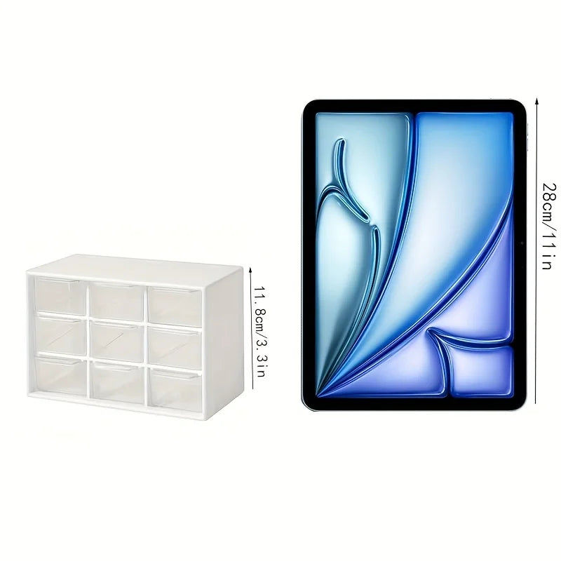 Multi-Grid Desktop Drawer Organizer Dustproof Storage Box, Portable Jewelry Cosmetics Makeup Container, Home Office Storage Case