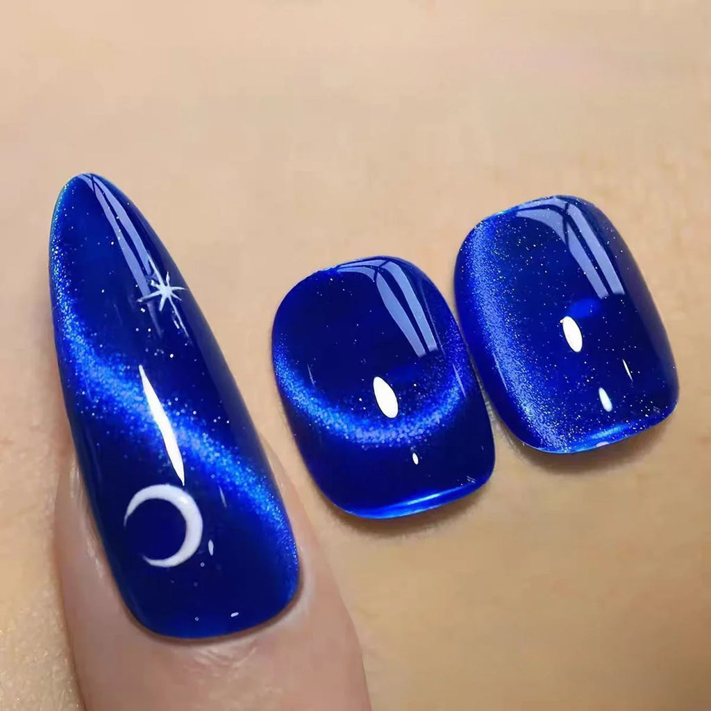 MIANEL 2026 New Arrival Deep Sea Blue Cat Eye Gel Polish Sparkling Crystal Cat Eye, Trendy & Flattering Blue Shade for Nails