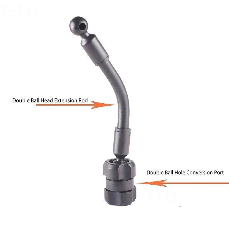 17mm Dual Ball Head Extension Rod Car Phone Mount Accessory Adjustable Bending Design for Vehicle Dashboard Mount