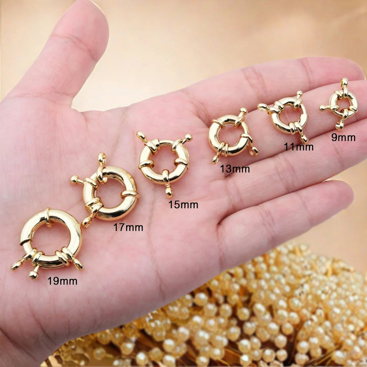 18K Real Gold Color Round Spring Clasps Hooks for Bracelet Clavicle Necklace Clasp Connectors DIY Jewelry Making Supplies