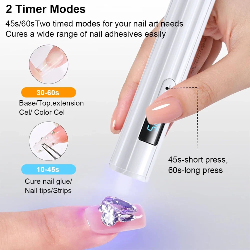 Mini Handheld UV Light Nail Lamp USB Rechargeable Manicure Polish Gel Curing Dryer Portable Nails Art LED UV Light Drying Lamp