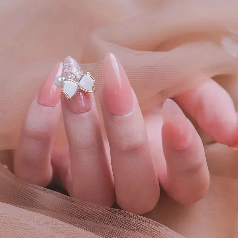 10pcs 3D Exquisite Japanese Alloy Nail Art Charms Luxury Kawaii Bow Butterfly Jewelry Nail Rhinestone Decoration DIY Accessories