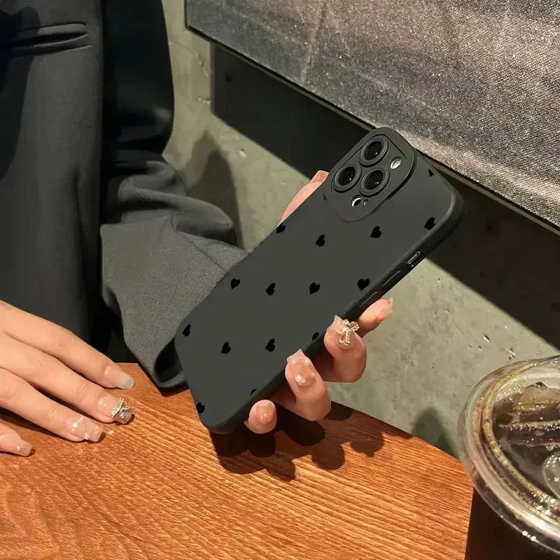 Black Bowknot Love Heart Silicone Soft Phone Case For iPhone 11 12 13 14 15 16 17 Pro Max 16 Plus 16E X XR XS Max 17 Air Cover